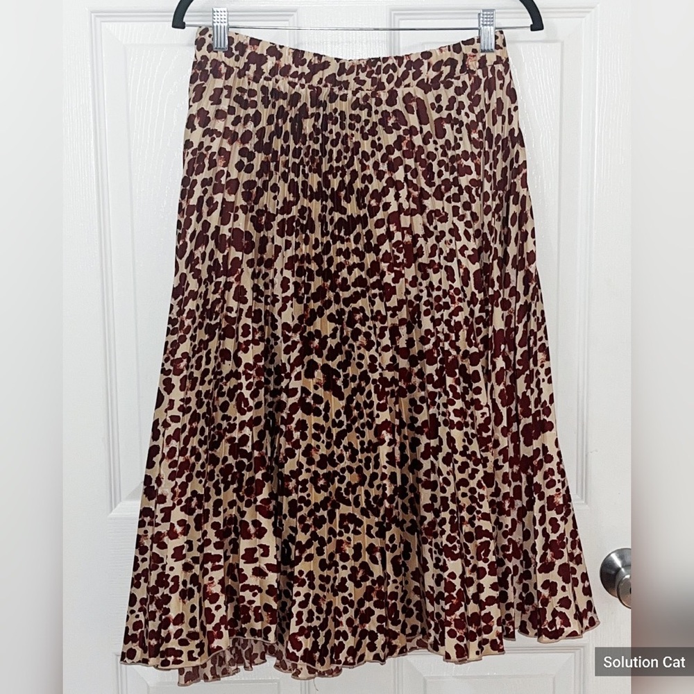 H&M Leopard Print Midi Skirt - Brown and Red